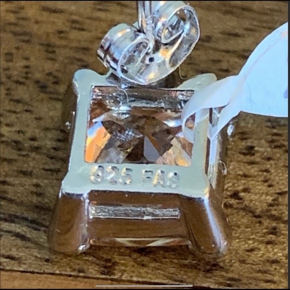 Sterling Silver/ CZ Citrine Stud/ Post Earrings - Picture 4 of 5